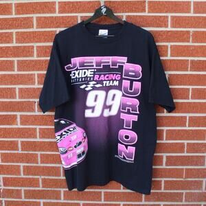 Jeff burton exide batteries racing team vintage 90s nascar wrap around shirt